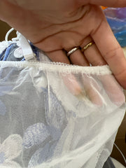 GIRLBAND DROP | small white mesh cami with blue floral print