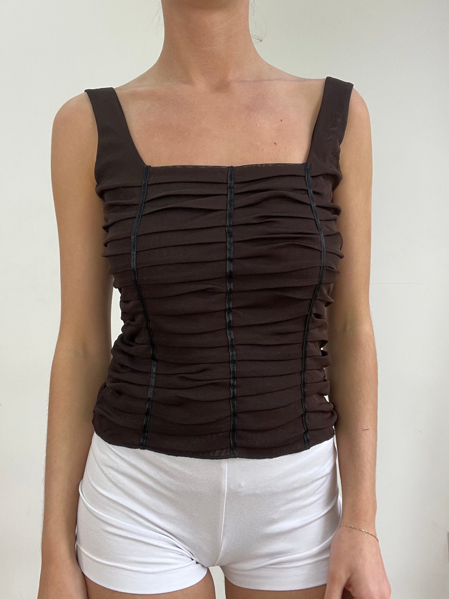 #342 SAMPLE SALE | small brown corset style top