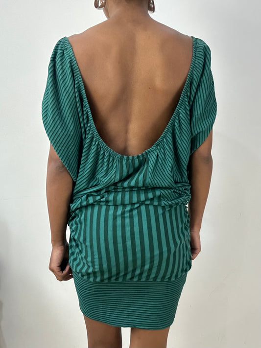 vintage edit: halloween | medium green killah striped batwing mini dress