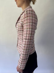 devil wears prada | small pink and white blazer with plaid print