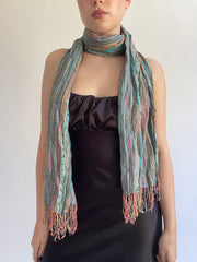 Y2K| multi coloured scarf with tassels
