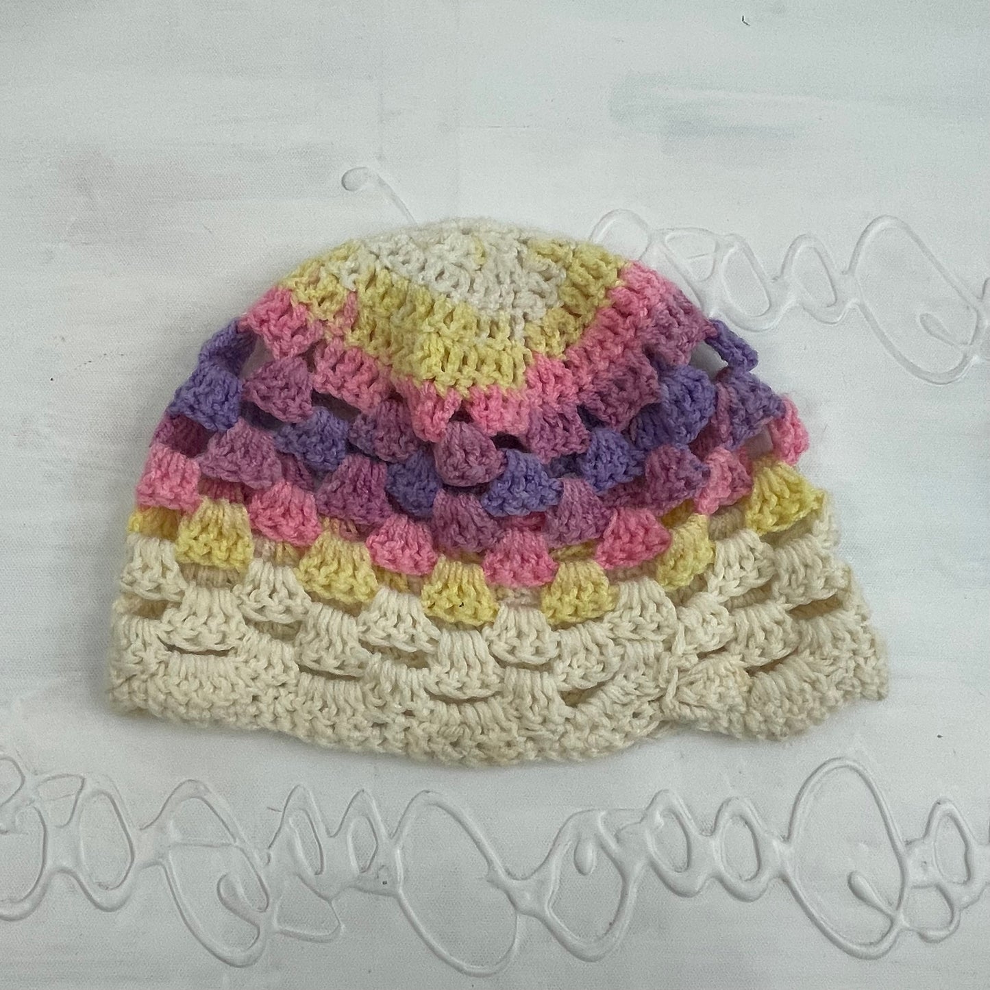 CHALET GIRL DROP | cream knit beanie with coloured stripes
