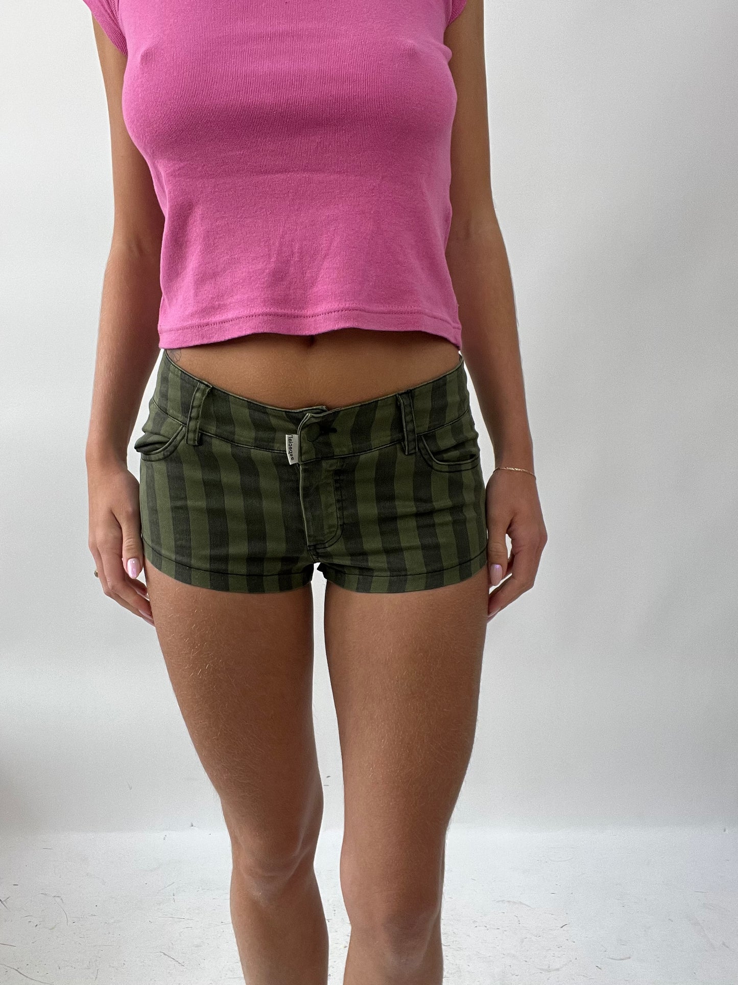 SUMMER SOLSTICE DROP | small green striped nmini shorts