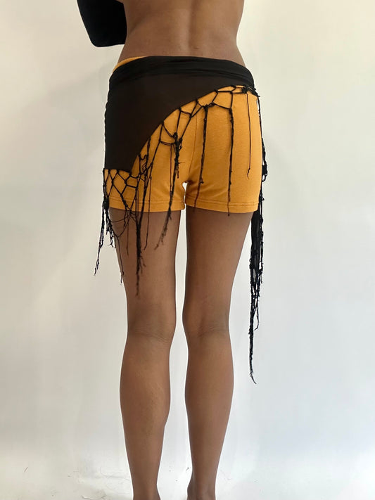 beach drop | one size black tassel sheer wrap mini skirt