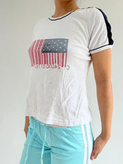 ‼️ | small white print t-shirt top