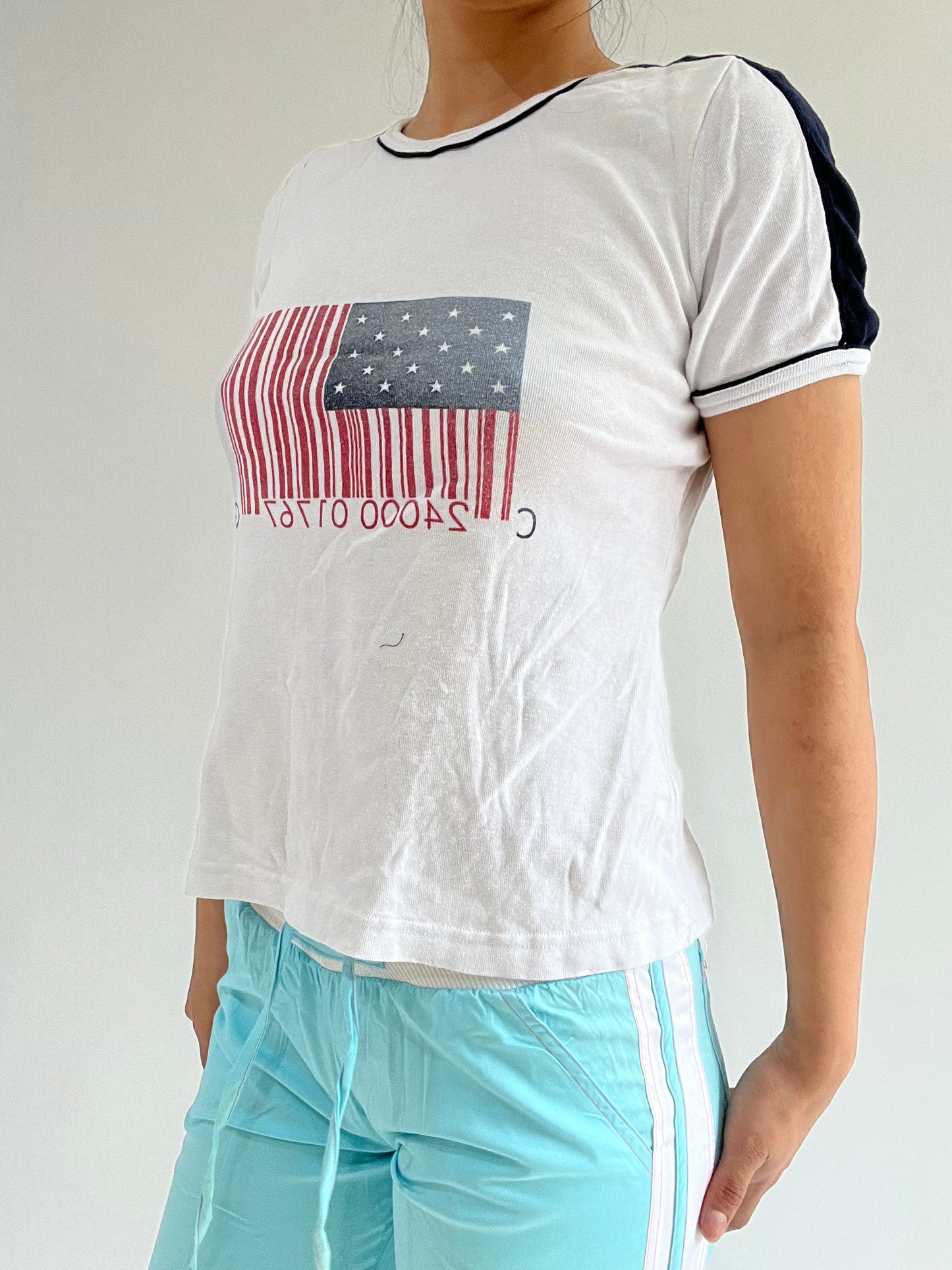 ‼️ | small white print t-shirt top