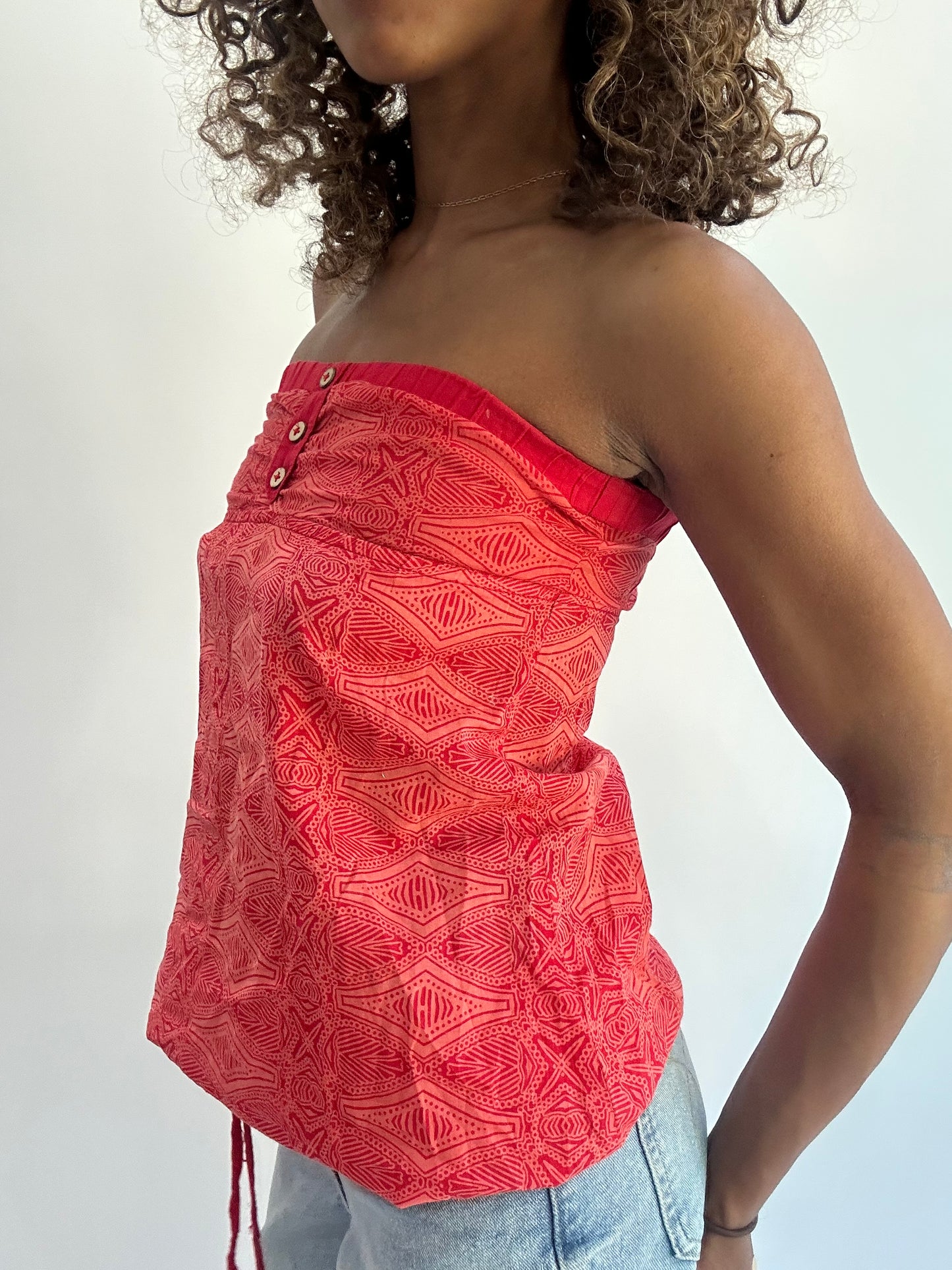 beach drop | small pink old bershka patterned bandeau top