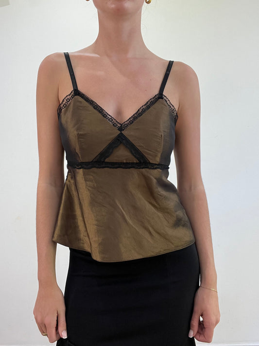 vintage edit: wedding guest | small gold and black chiffon style cami