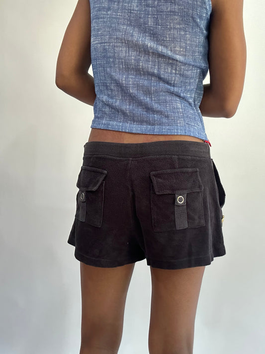 wag drop | medium black towelling mini shorts