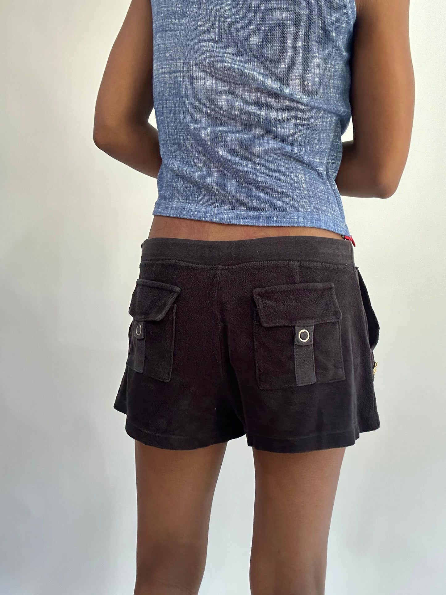 wag drop | medium black towelling mini shorts