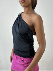 BEST PICKS | small black one shoulder draped top
