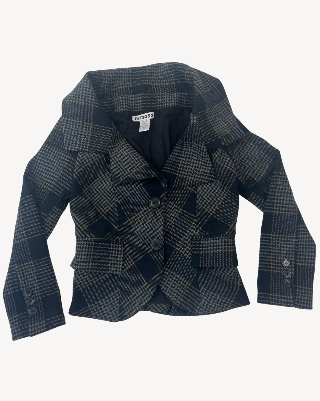 the alma tailored jacket in black tartan