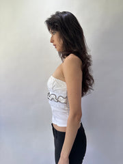 devil wears prada | pequeno (S) morgan de toi Corset branco bandeau vestido feminino