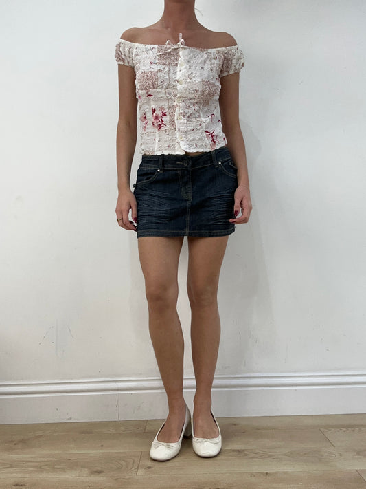 BEST PICKS | small white and pink floral off the shoulder top