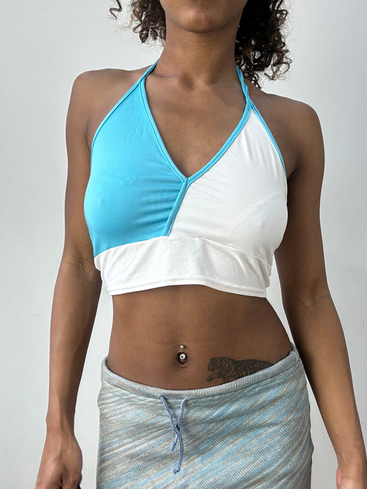 athleisure edit | small/medium blue cropped halterneck top