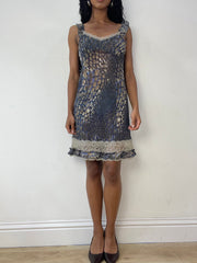 💻💚vintage edit twenty-three | small blue liu jo silk mini dress with lace detail