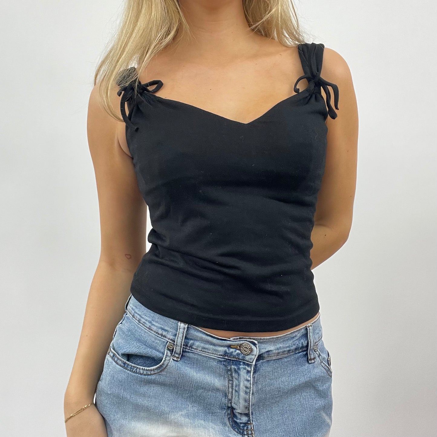 GALENTINES DAY DROP | small black top with tie straps
