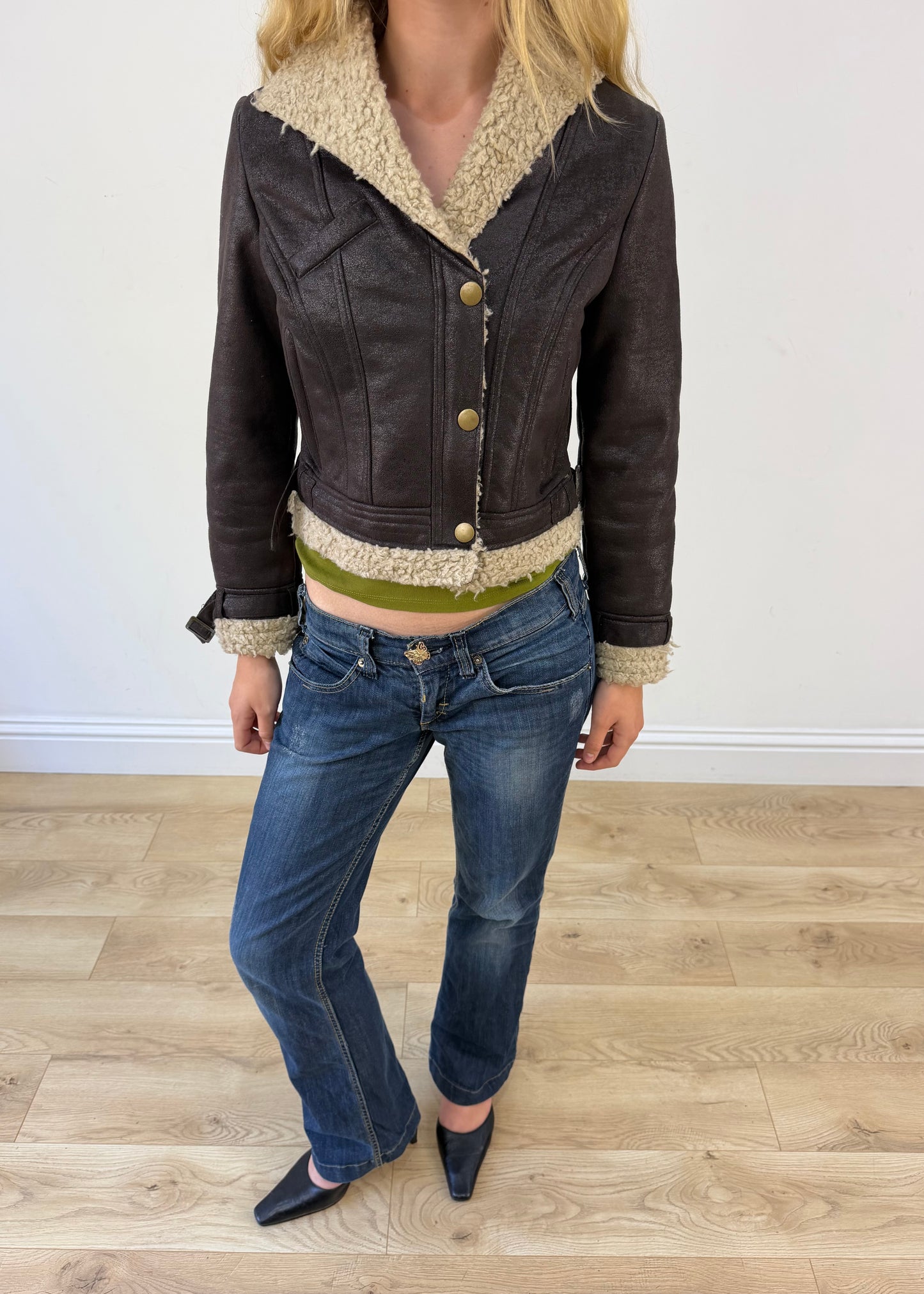 small brown faux leather jacket