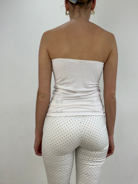 vintage edit twenty eight | small white bandeau top with spell out graphic