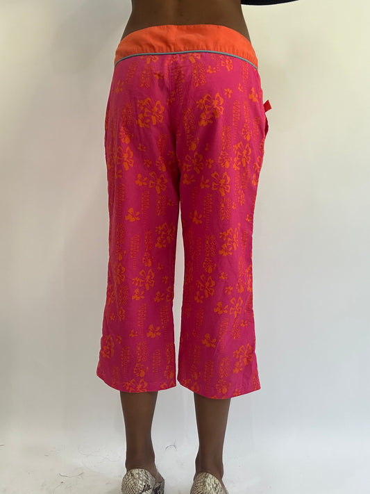 beach drop | medium pink lace up capri shorts