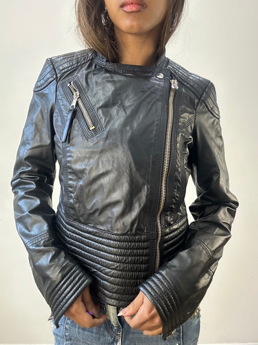 2016 edit | small black zip up leather jacket