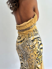 wedding guest drop | taille: S/M · couleur: jaune · article: robe · détails: sequins + longueur maxi