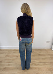 small purple faux fur gilet