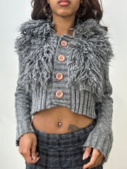 vintage edit: fashion week | small grey faux fur cardigan top