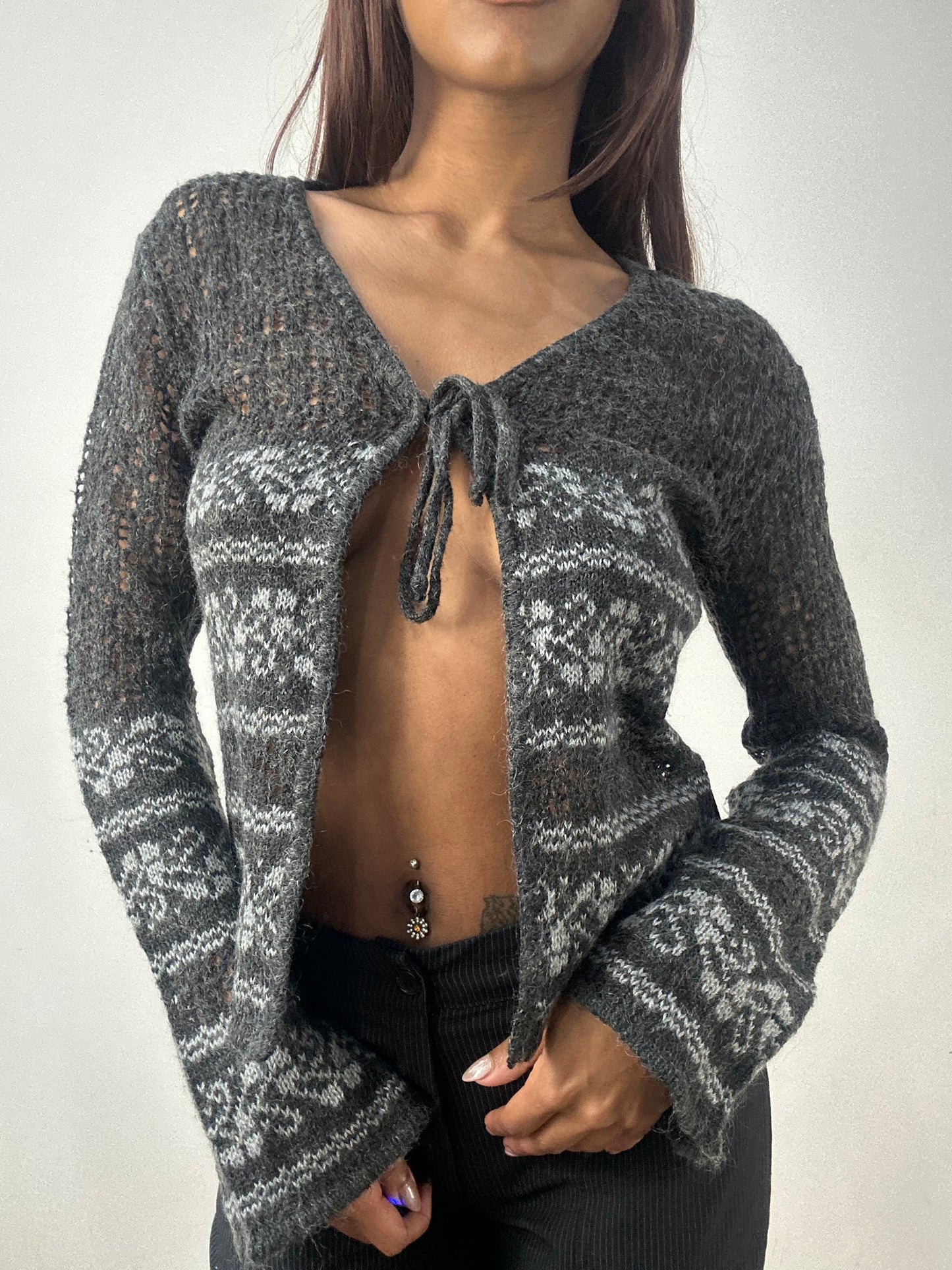 BEST PICKS | small grey tie up knit cardigan