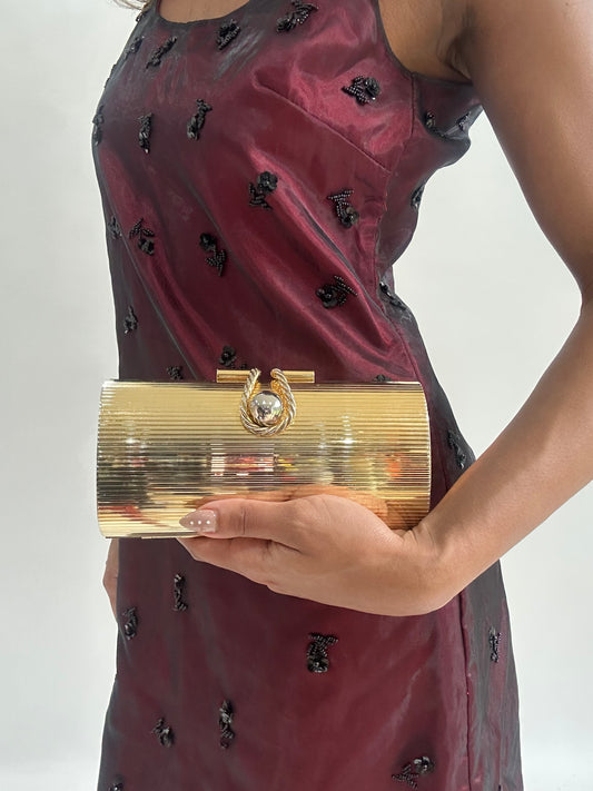 wedding guest drop | gold clutch chain bag