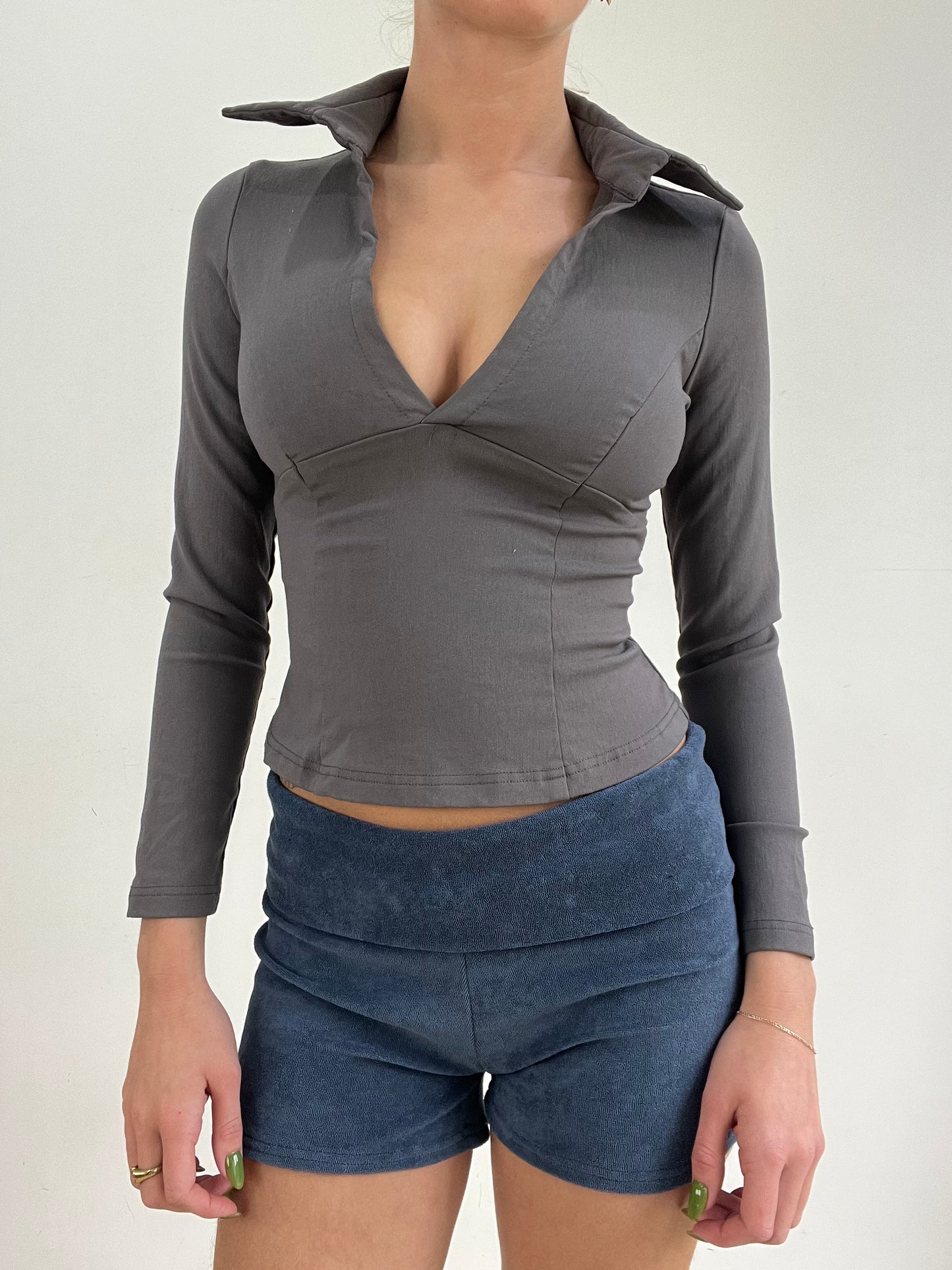 #327 SAMPLE SALE | small grey long sleeve lola top