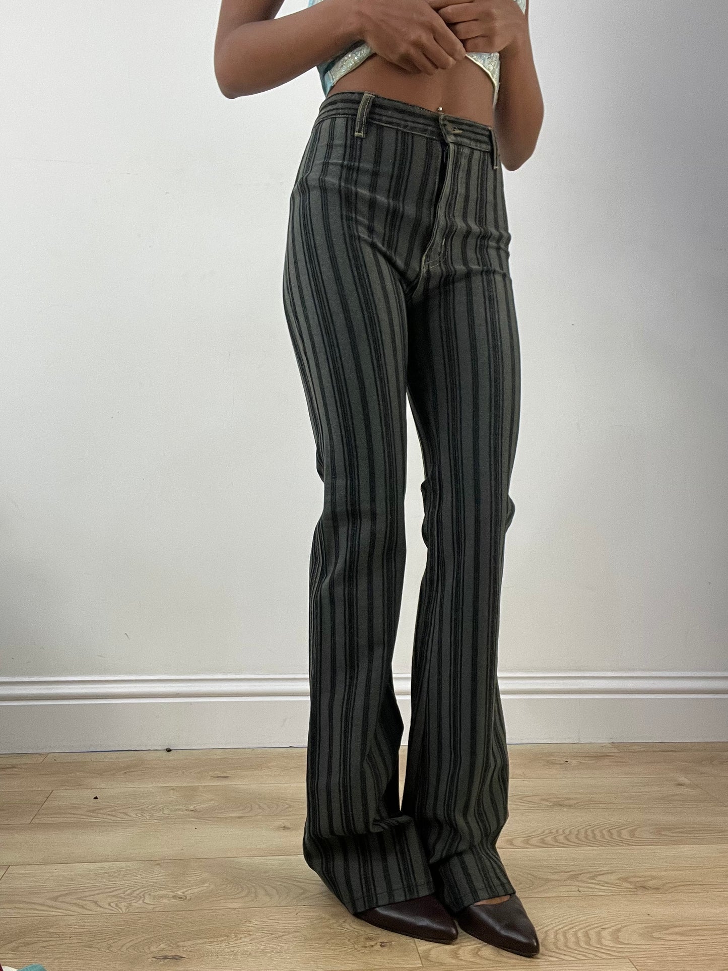 BEST PICKS | small grey and navy stripy high waisted trousers