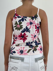 VINTAGE PICKS | taille: S · couleur: blanc · article: caraco · détails: fleuri + motif