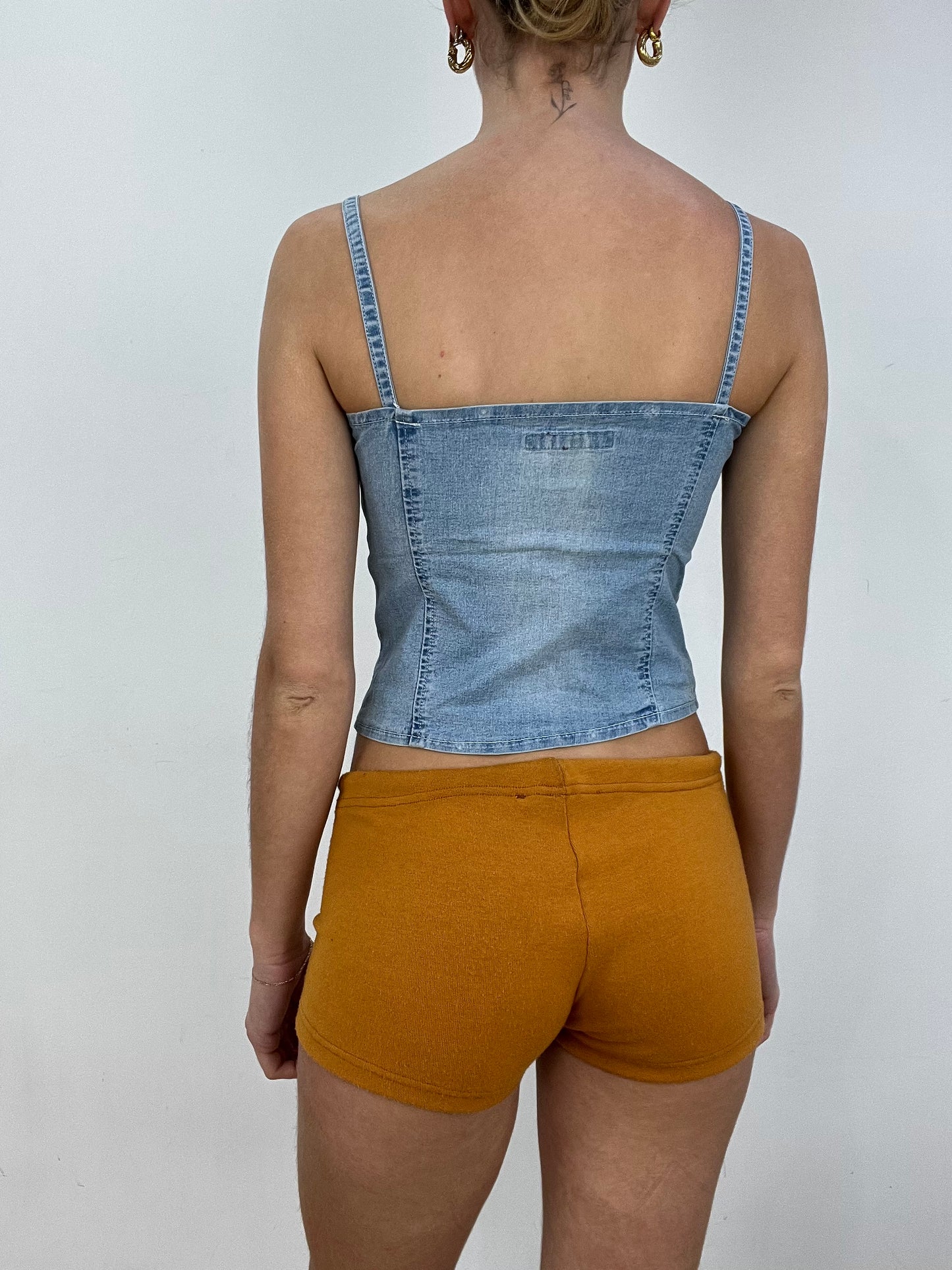 vintage edit seven | medium blue denim corset style top
