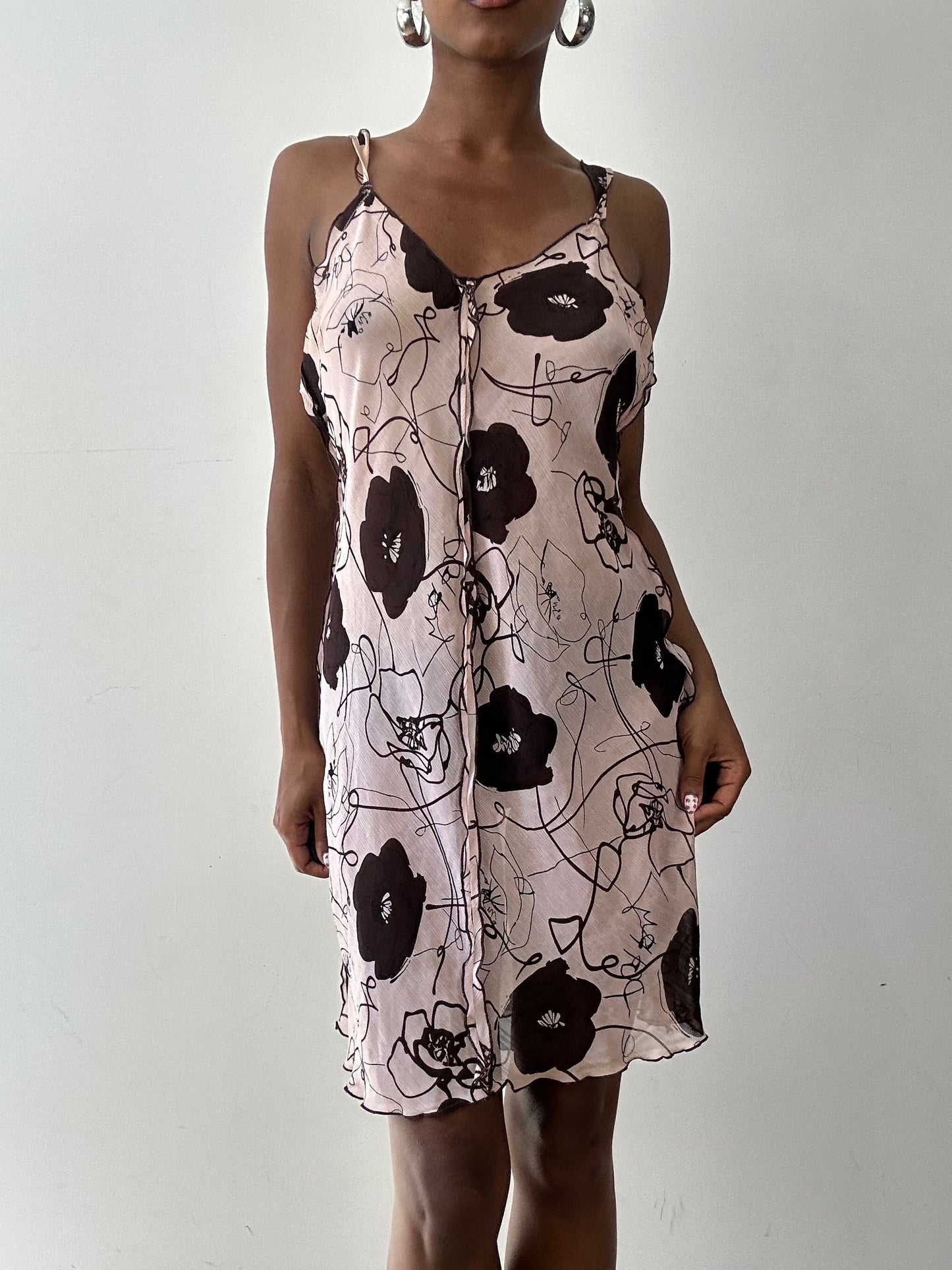 vintage edit twenty-seven | small pink and brown floral sheer mini dress