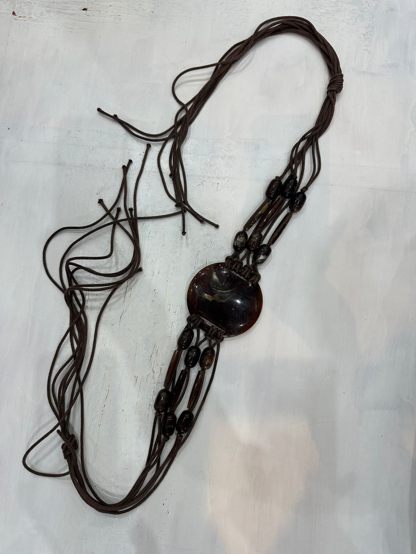 vintage edit thirty-four | brown rope beaded shell belt