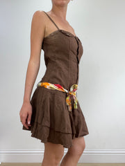 💻💚vintage edit twenty-two | small brown linen button dress