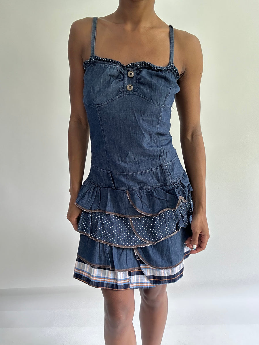 sailor drop | taille: S · couleur: bleu · matière: denim · article: robe