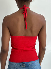 summermaxxing drop | small red knit halterneck top