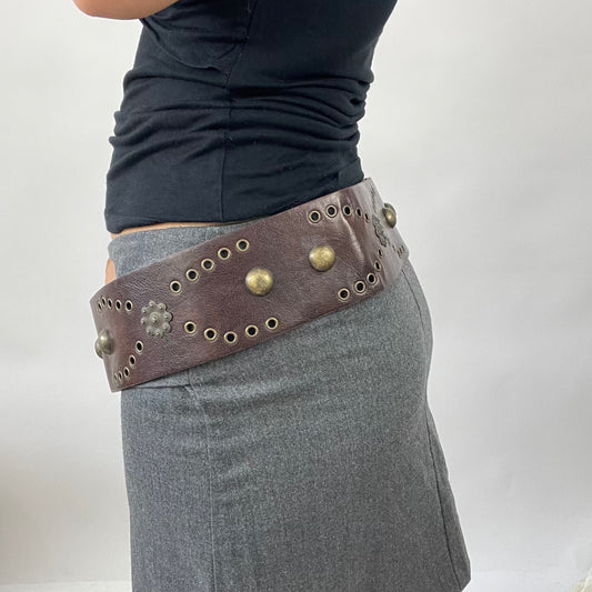 90s MINIMALISM DROP | brown belt with gold studs
