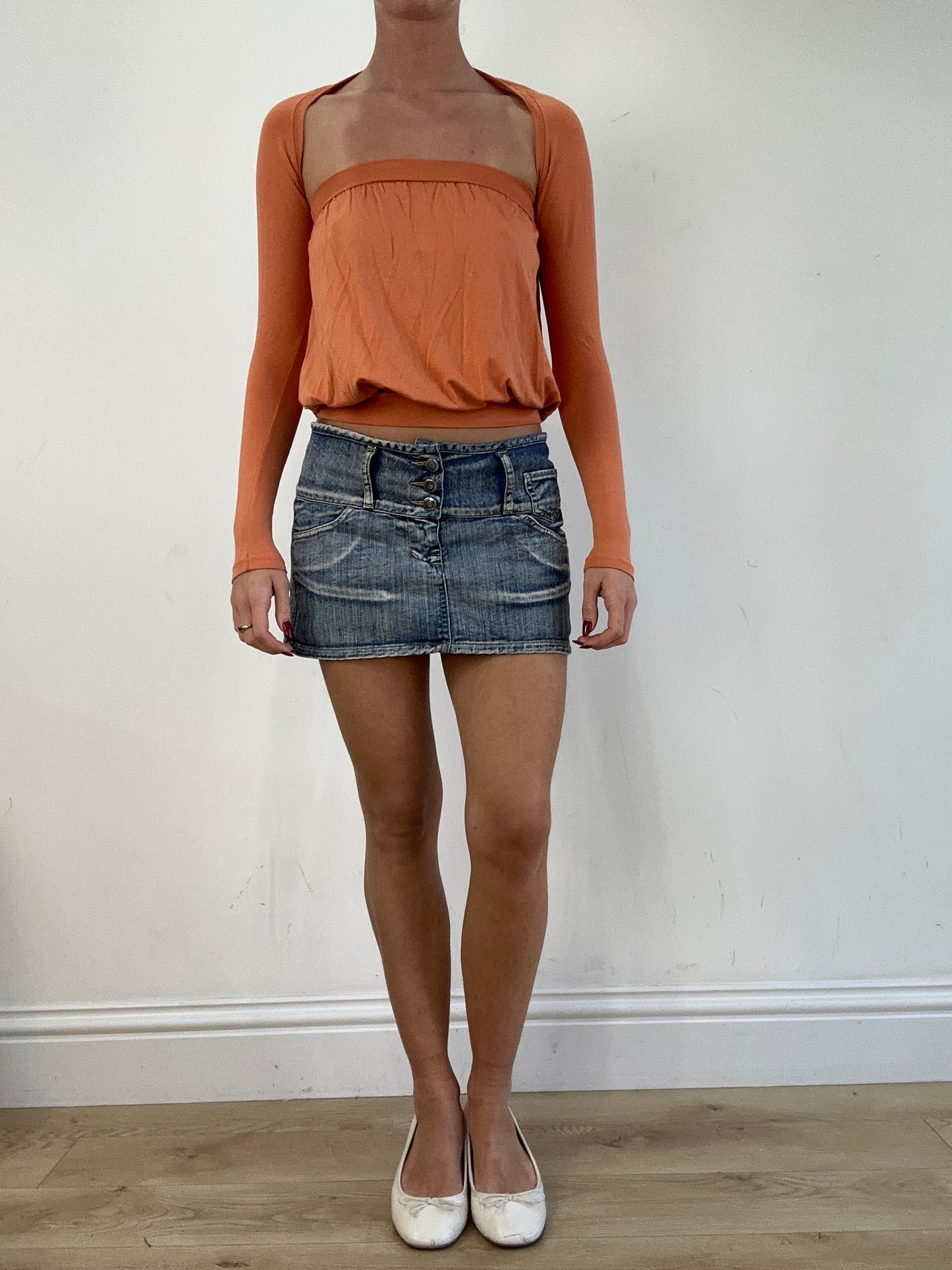 vintage edit sixteen | small orange bandeau and long sleeve bolero set