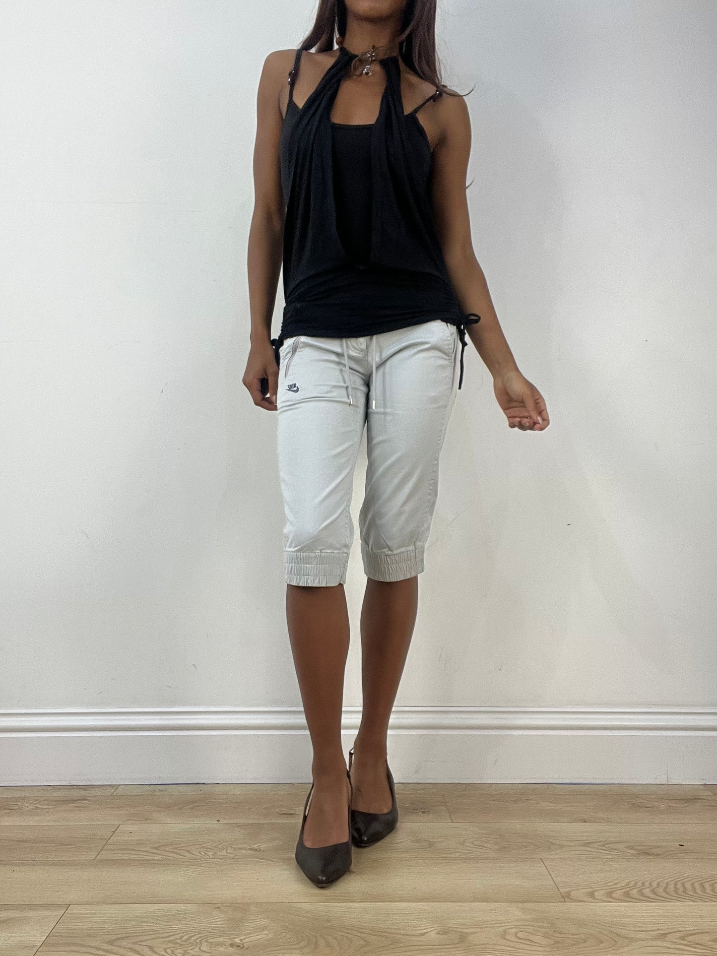 vintage edit thirty-three | small black halterneck top with built in tank top