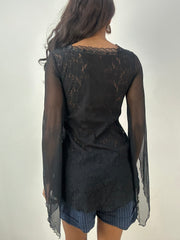 BEST PICKS | small black long sleeve top with floral lace detail