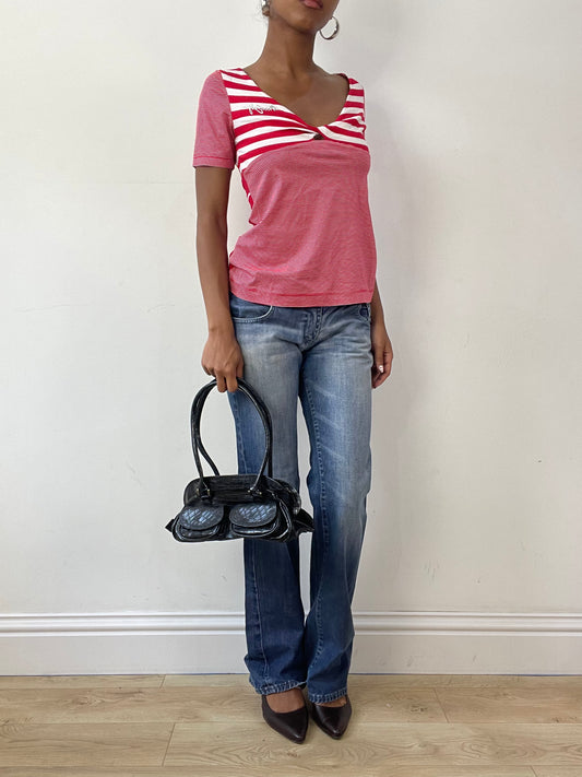 vintage edit twenty-seven | black faux crocodile print shoulder bag