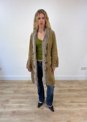 large beige embroidered afghan coat