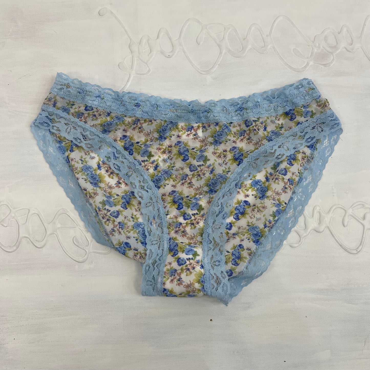 CHALET GIRL DROP | small blue floral lace trim underwear