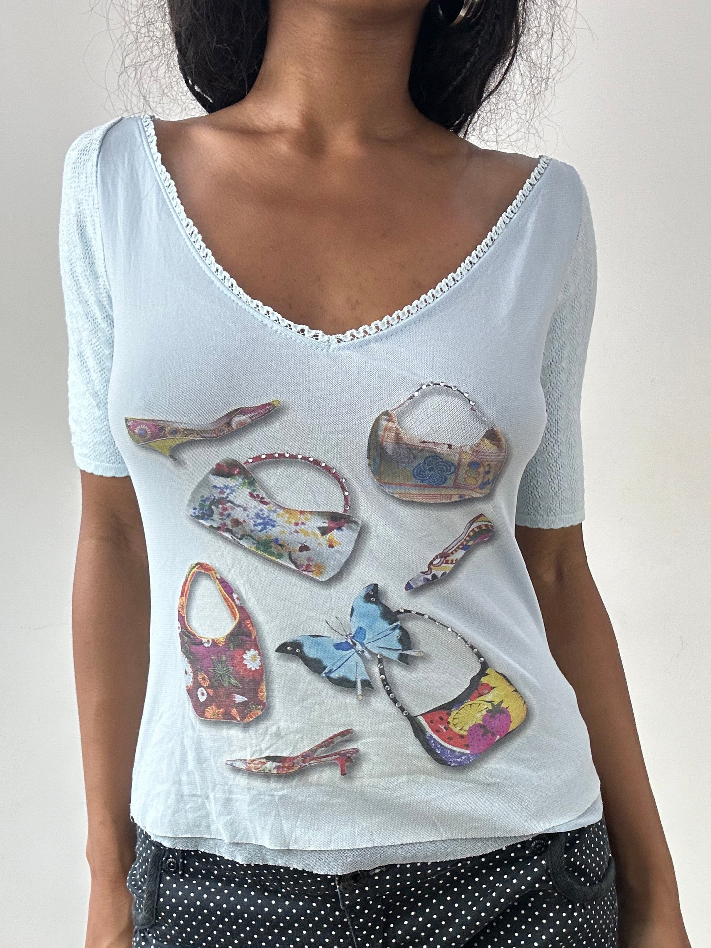 vintage edit twenty-five | small baby blue top with accessories graphic