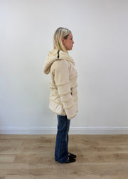 medium cream faux fur hooded jacket