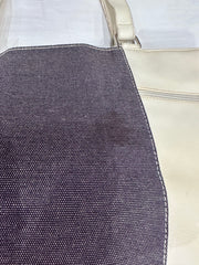 vintage edit thirty-four | white faux leather and denim shoulder bag