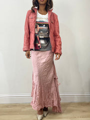 vintage edit: fashion week | small pink faux leather dual zip jacket